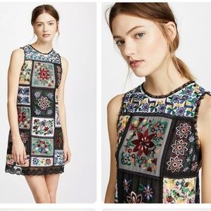 NWT Alice + Olivia Marcelina Patchwork Floral  Embroidered Sheath Dress, size 4